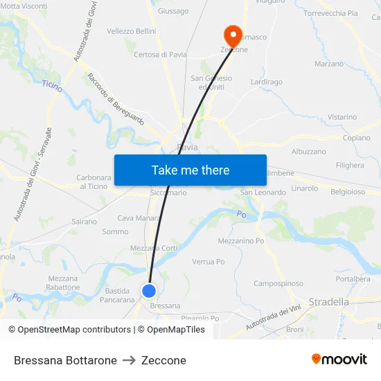 Bressana Bottarone to Zeccone map