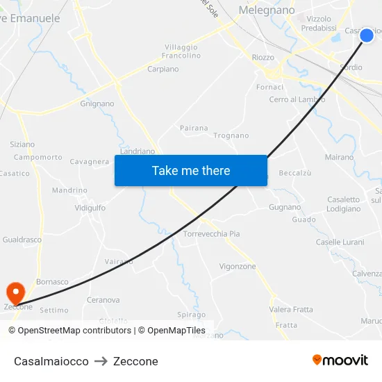 Casalmaiocco to Zeccone map