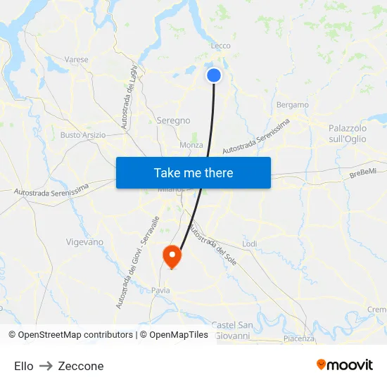 Ello to Zeccone map