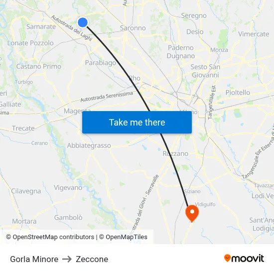 Gorla Minore to Zeccone map