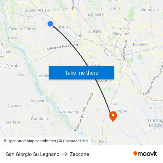 San Giorgio Su Legnano to Zeccone map