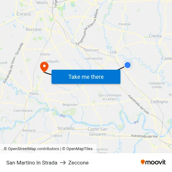 San Martino In Strada to Zeccone map