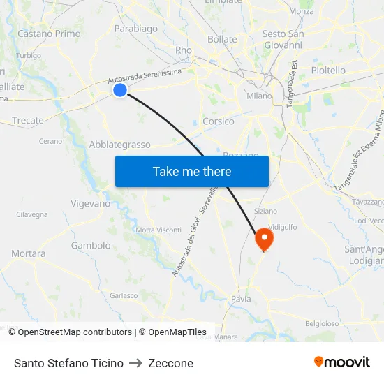 Santo Stefano Ticino to Zeccone map