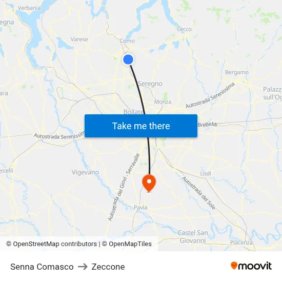 Senna Comasco to Zeccone map