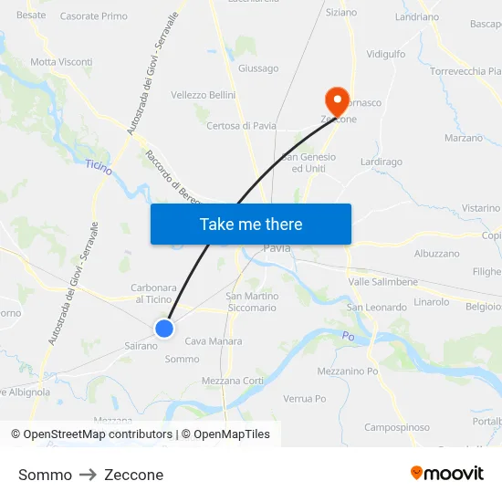 Sommo to Zeccone map