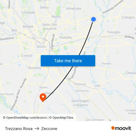 Trezzano Rosa to Zeccone map