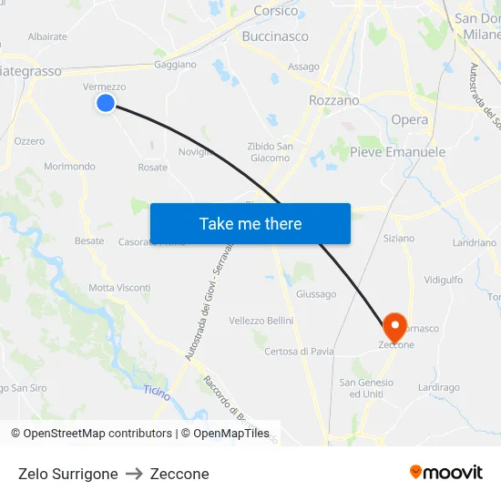 Zelo Surrigone to Zeccone map
