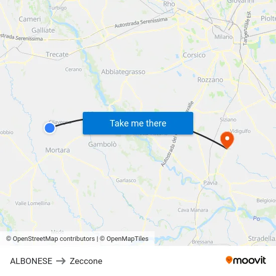 ALBONESE to Zeccone map