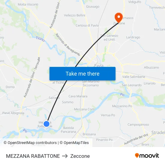 MEZZANA RABATTONE to Zeccone map