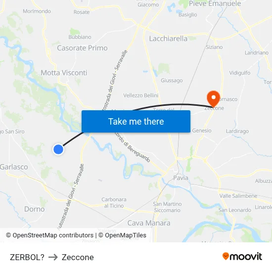 Zerbol to Zeccone map