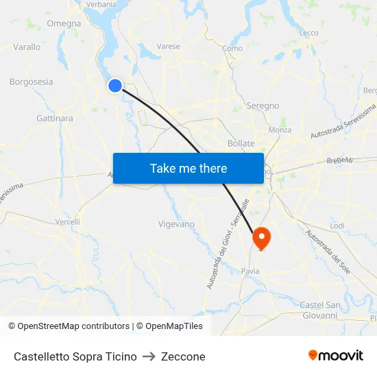 Castelletto Sopra Ticino to Zeccone map