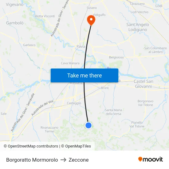 Borgoratto Mormorolo to Zeccone map