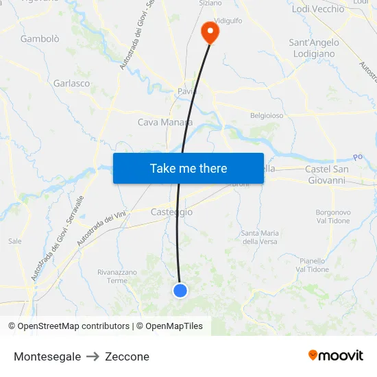 Montesegale to Zeccone map
