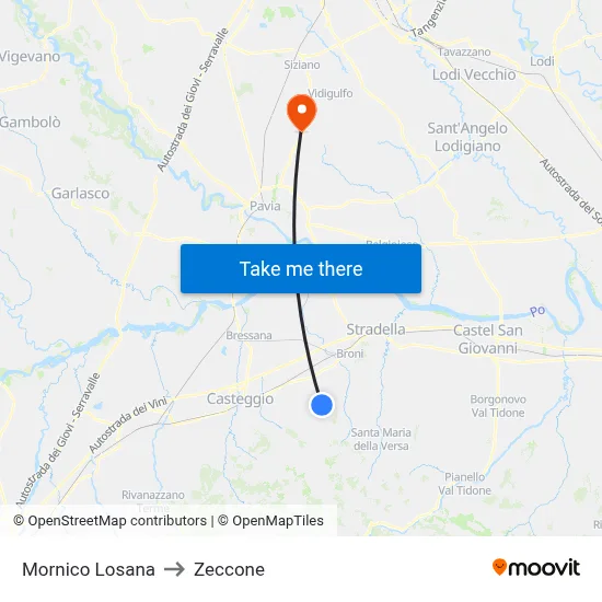 Mornico Losana to Zeccone map