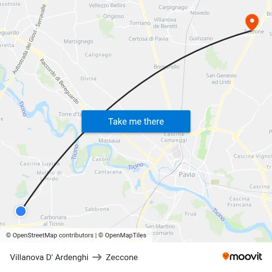 Villanova d'Ardenghi to Zeccone map