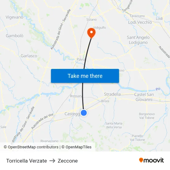 Torricella Verzate to Zeccone map