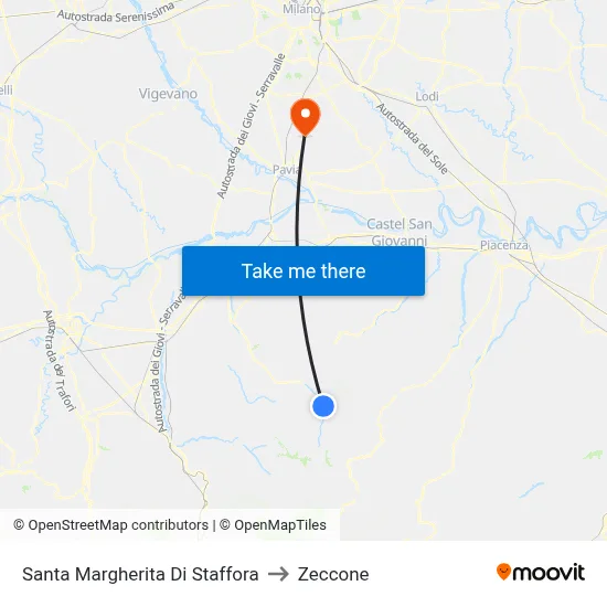 Santa Margherita di Staffora to Zeccone map