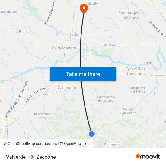 Valverde to Zeccone map