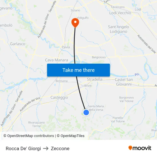Rocca De' Giorgi to Zeccone map
