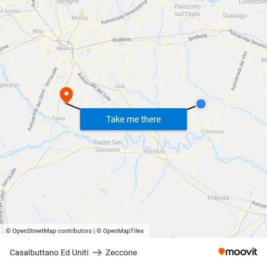Casalbuttano Ed Uniti to Zeccone map