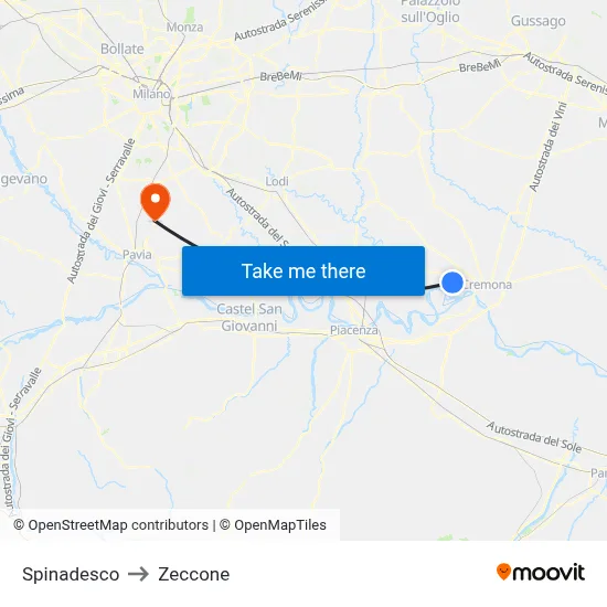 Spinadesco to Zeccone map