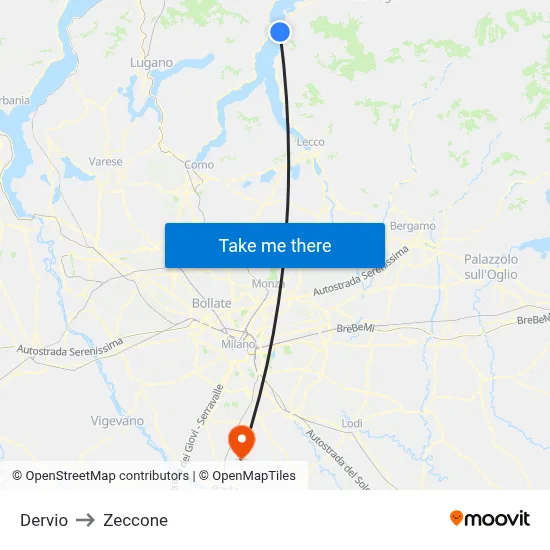 Dervio to Zeccone map
