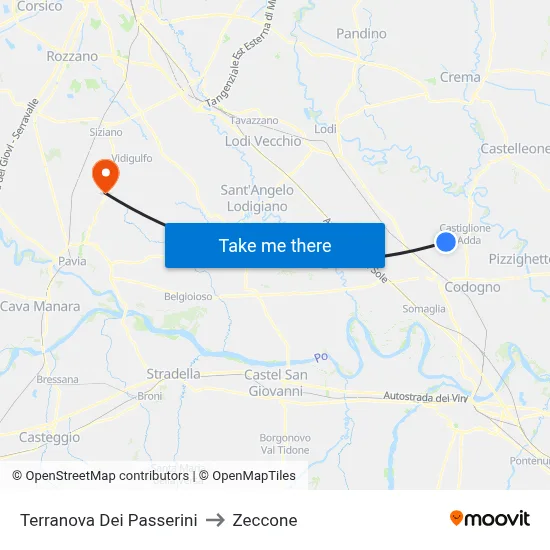 Terranova Dei Passerini to Zeccone map