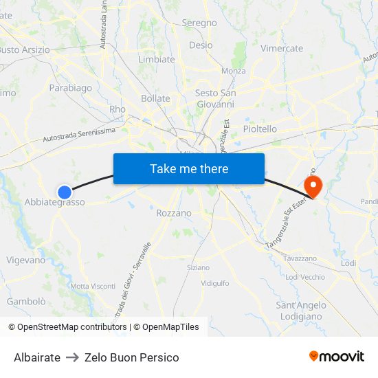 Albairate to Zelo Buon Persico map