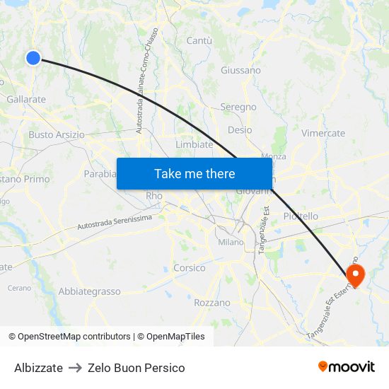 Albizzate to Zelo Buon Persico map