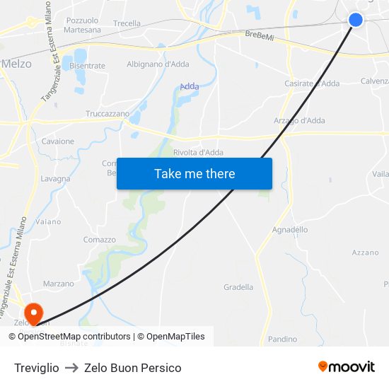 Treviglio to Zelo Buon Persico map