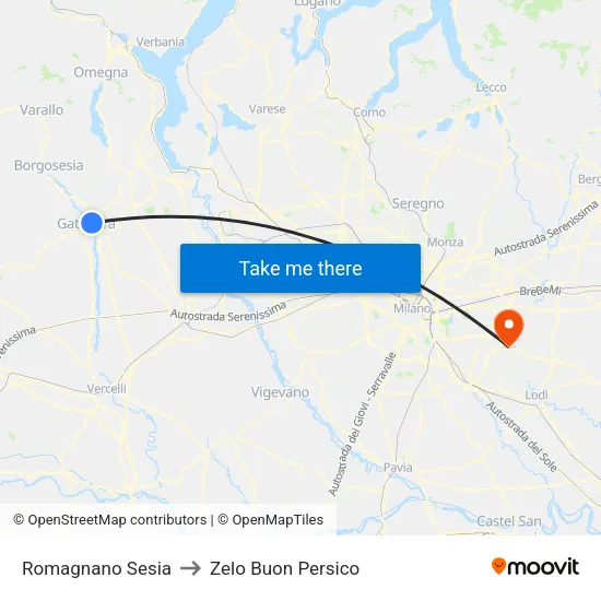 Romagnano Sesia to Zelo Buon Persico map