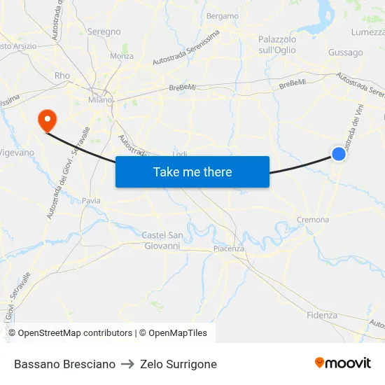 Bassano Bresciano to Zelo Surrigone map