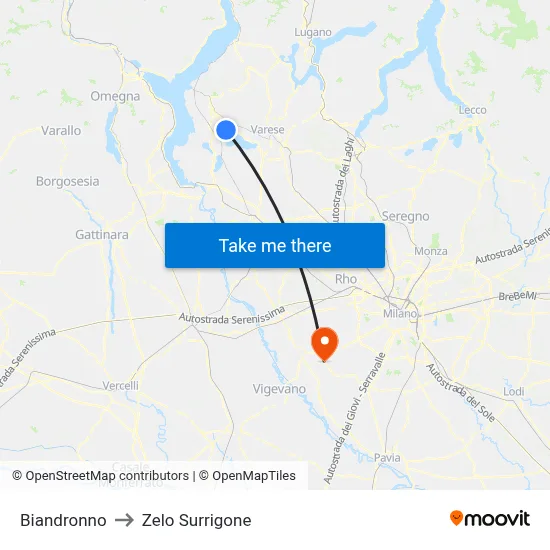 Biandronno to Zelo Surrigone map