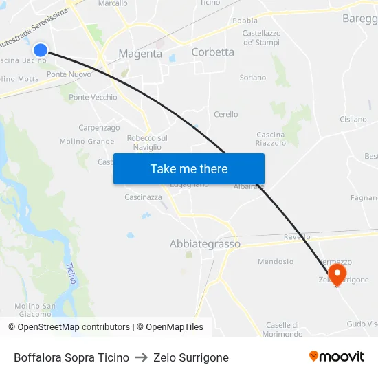 Boffalora Sopra Ticino to Zelo Surrigone map