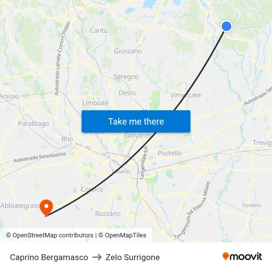Caprino Bergamasco to Zelo Surrigone map
