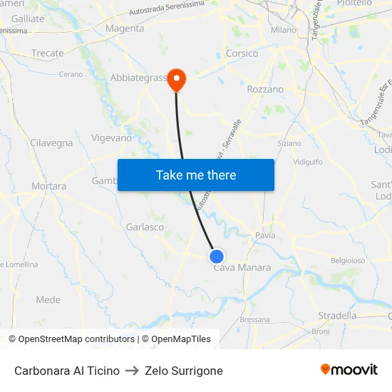 Carbonara Al Ticino to Zelo Surrigone map