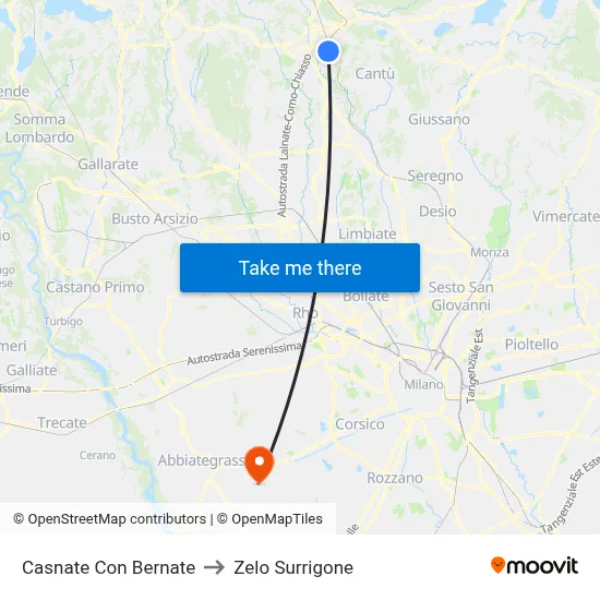Casnate Con Bernate to Zelo Surrigone map