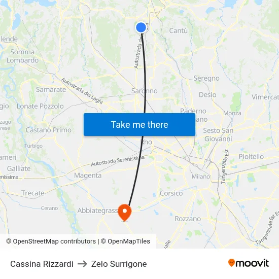 Cassina Rizzardi to Zelo Surrigone map