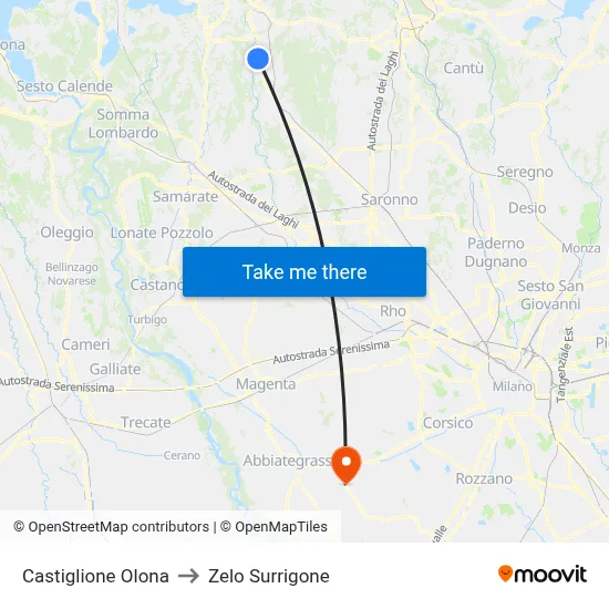 Castiglione Olona to Zelo Surrigone map