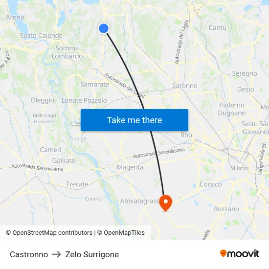 Castronno to Zelo Surrigone map