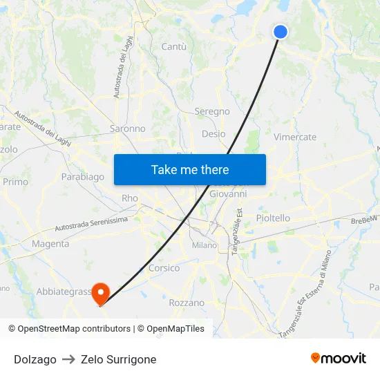 Dolzago to Zelo Surrigone map
