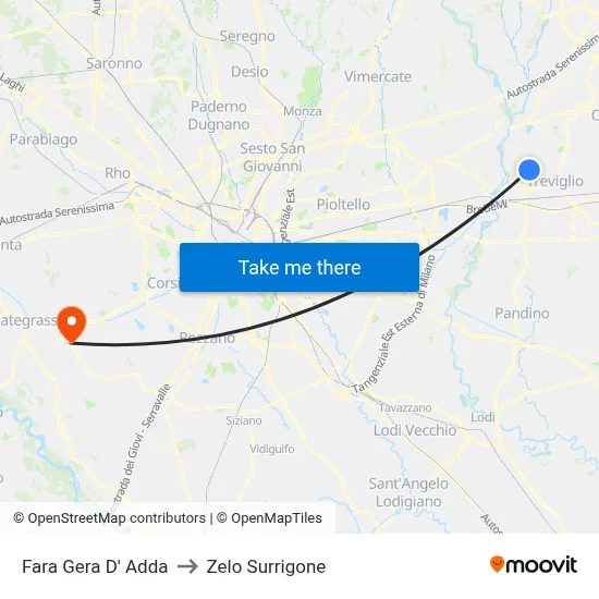 Fara Gera D' Adda to Zelo Surrigone map