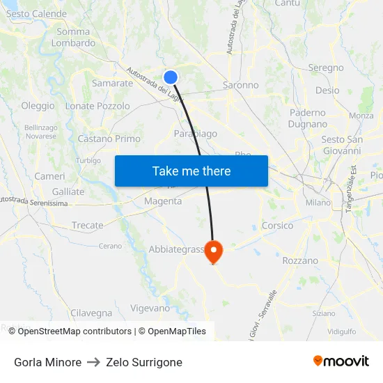 Gorla Minore to Zelo Surrigone map