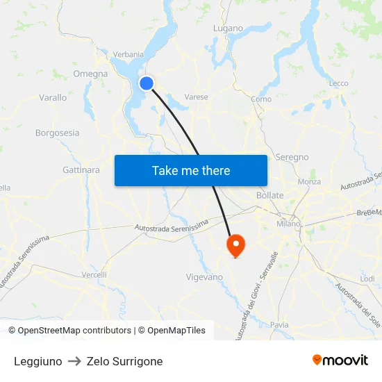 Leggiuno to Zelo Surrigone map