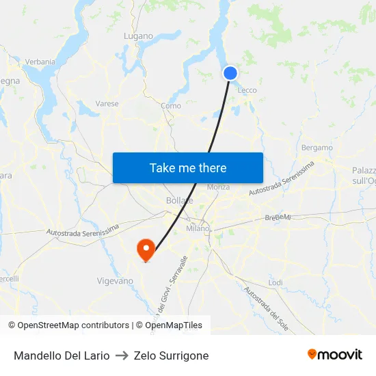 Mandello Del Lario to Zelo Surrigone map