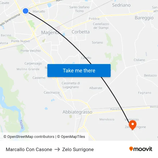 Marcallo con Casone to Zelo Surrigone map