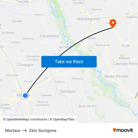 Mortara to Zelo Surrigone map