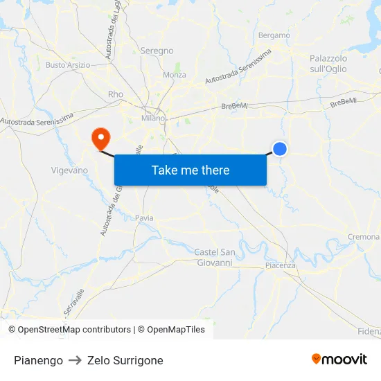 Pianengo to Zelo Surrigone map