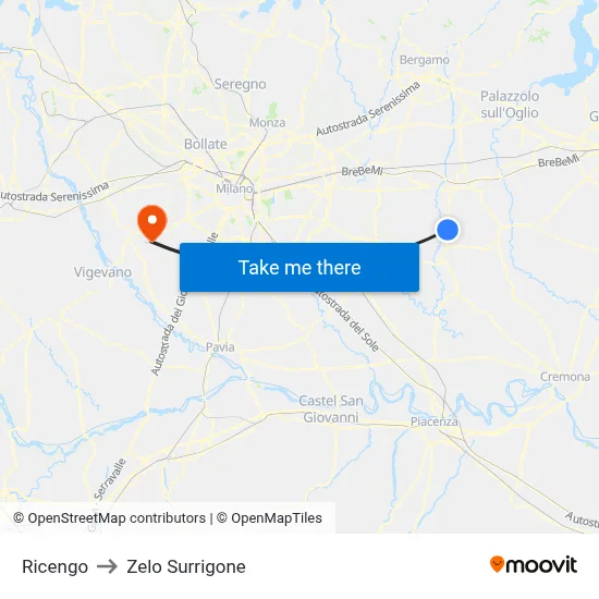Ricengo to Zelo Surrigone map