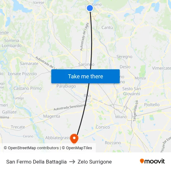 San Fermo Della Battaglia to Zelo Surrigone map